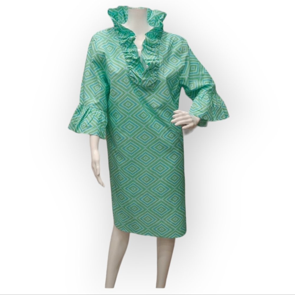 NATTIE MACK RUFFLE BELL SLEEVE DRESS XS, S, L - Picture 7 of 8